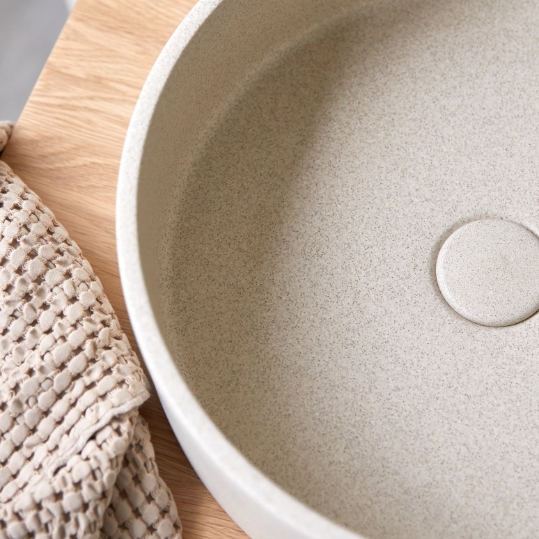 Gina - Round Cream Terrazzo Bathroom Sink
