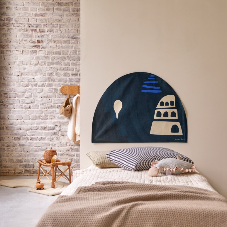 Babylone Tour - Colgadura de cabecero francesa de 90 cm x 70 cm azul