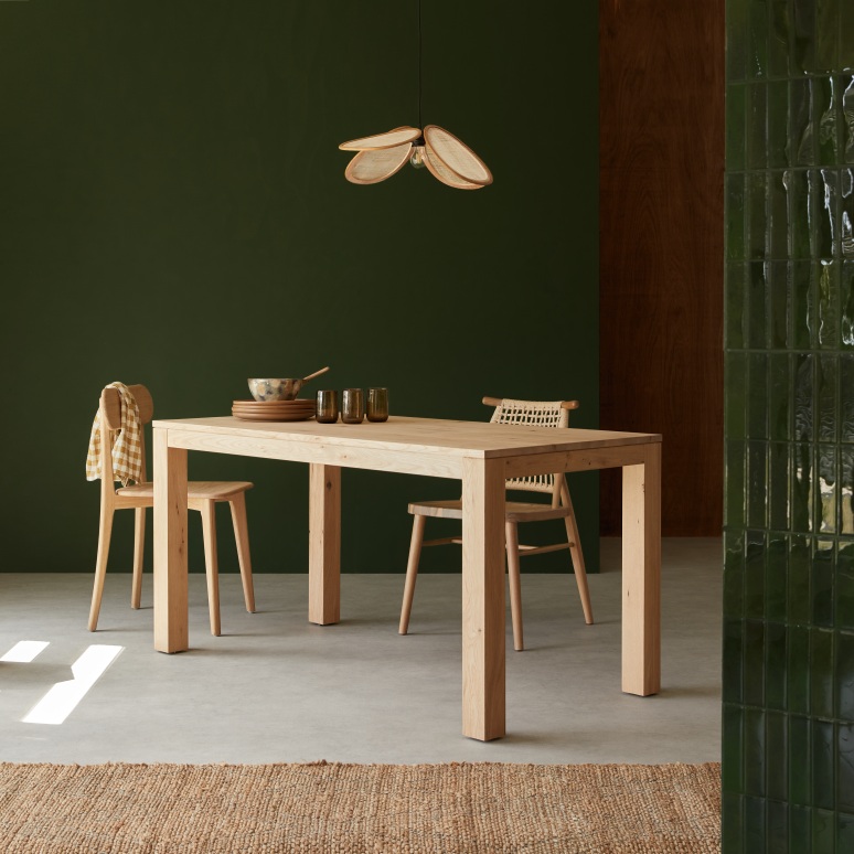 Eden - Tavolo rettangolare in legno di quercia massello per 4-6 persone