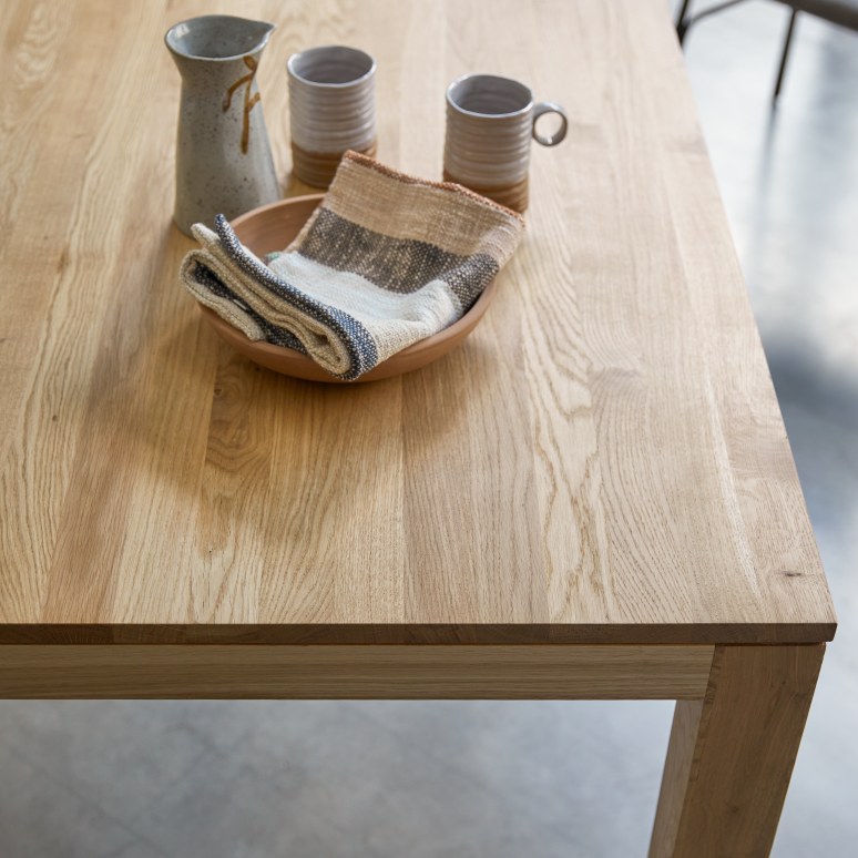 Eden - Rectangular solid oak dining table, seats 4-6.