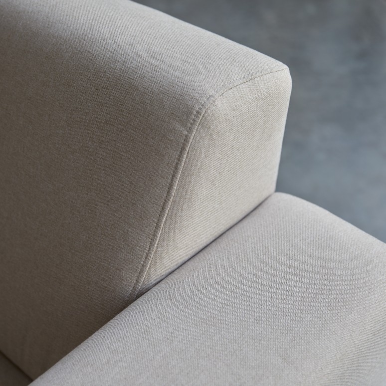 Lars - Canapé d'angle gauche en tissu écru 295 x 185 cm, 5 places