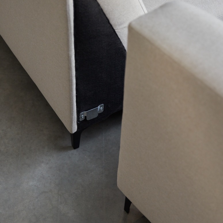 Lars - Canapé d'angle gauche en tissu écru 295 x 185 cm, 5 places