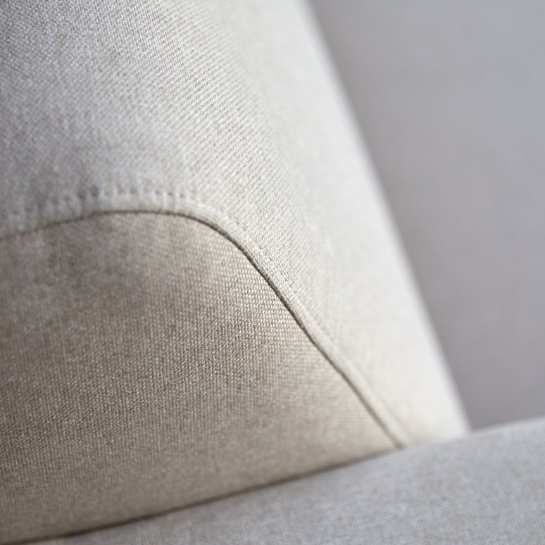 Lars - Canapé d'angle droit en tissu écru 295 x 185 cm, 5 places