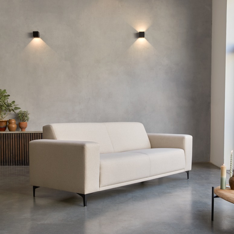 Lars - Ecru 3-seater fabric-covered sofa