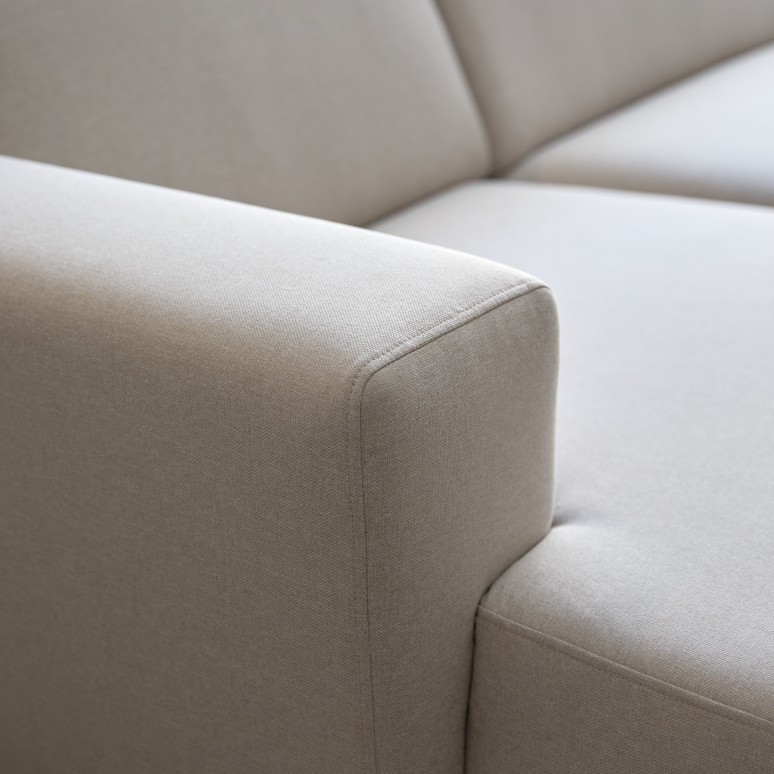 Lars - Canapé d'angle gauche en tissu écru 300 x 150 cm, 5 places