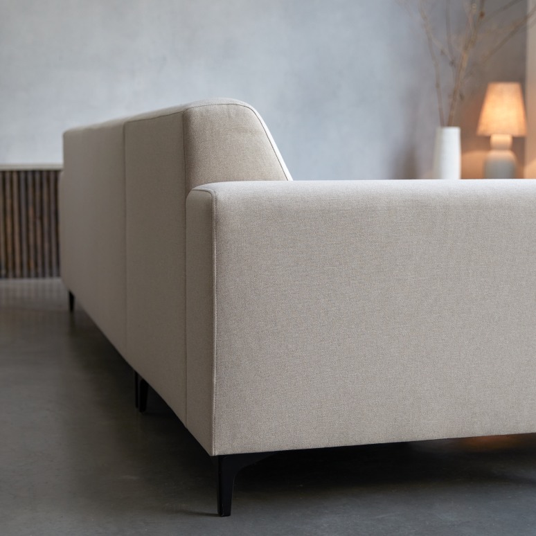 Lars - Sofa mit Eckelement links und ecrufarbenem Stoffbezug 300 x 150 cm ,5-Sitzer