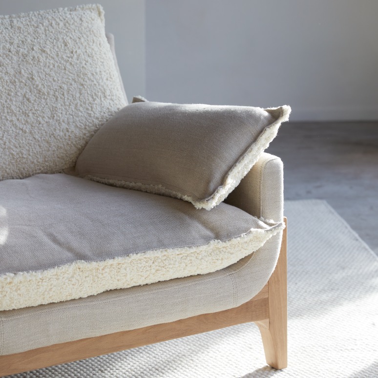 Woodnest - Sofa mit massivem Eichenholzgestell und Leinenbezug 3-Sitzer