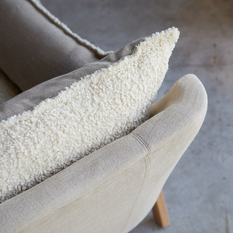 Woodnest - Sofa mit massivem Eichenholzgestell und Leinenbezug 3-Sitzer