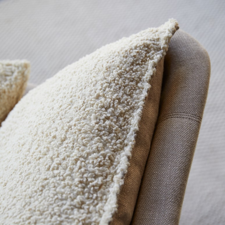 Woodnest - Solid Oak and Linen Fabric 2-Seat Sofa