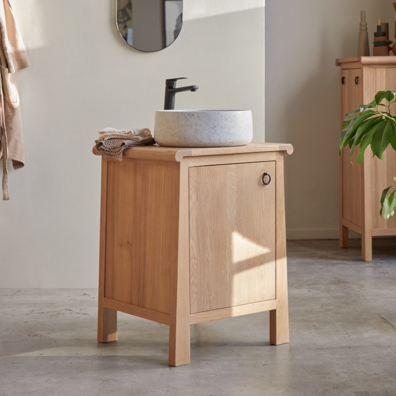 Volute - Solid oak vanity unit, 65 cm
