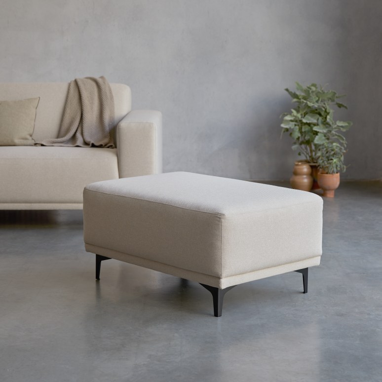 Lars - Footstool in ecru fabric