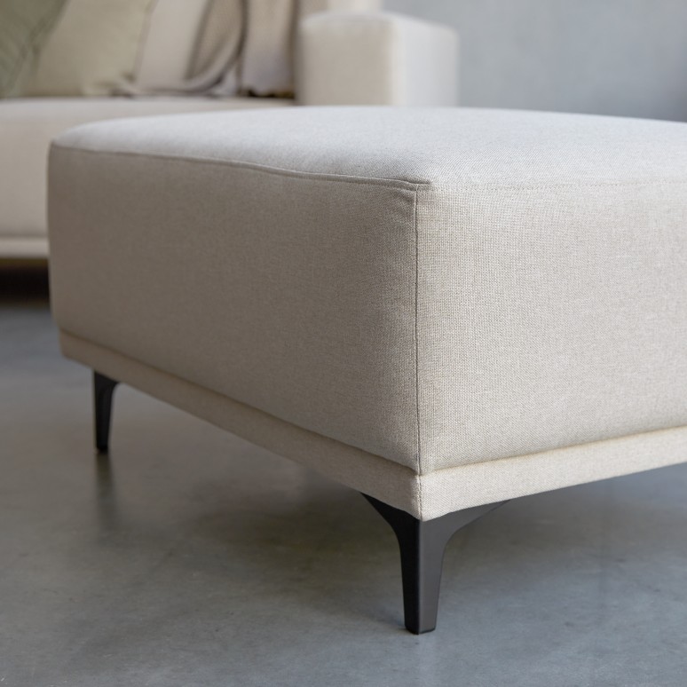 Lars - Footstool in ecru fabric