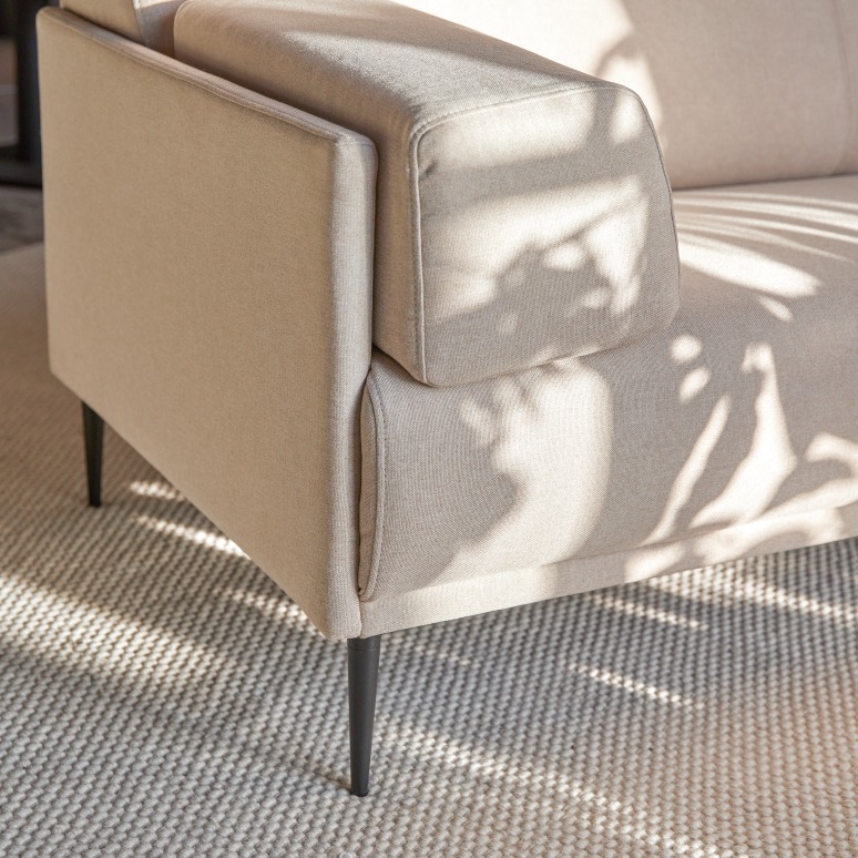 Finn - Right-hand corner sofa in ecru fabric 270 x 180 cm, 4 seats