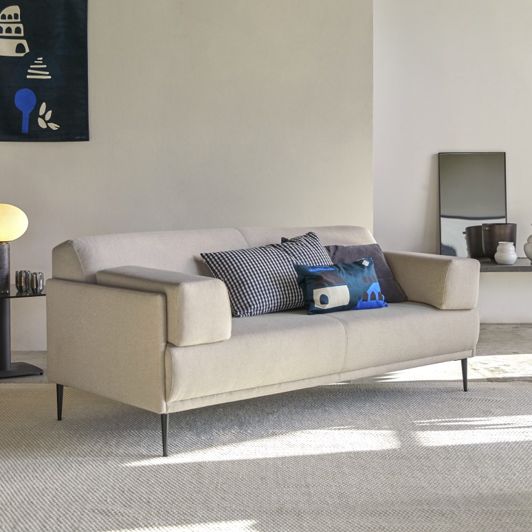 Finn - 3-Sitzer-Sofa mit ecrufarbenem Stoffbezug