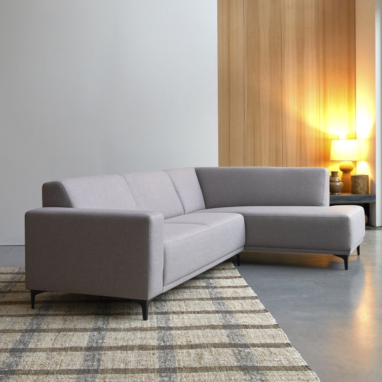 Lars - Ecksofa mit Eckelement rechts und taupegrauem Stoffbezug 295 × 185 cm