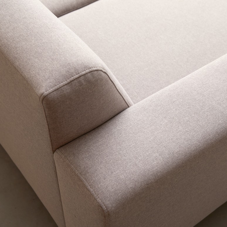 Lars - Left-hand corner sofa in taupe grey fabric, 300 x 150 cm, 5 seats.