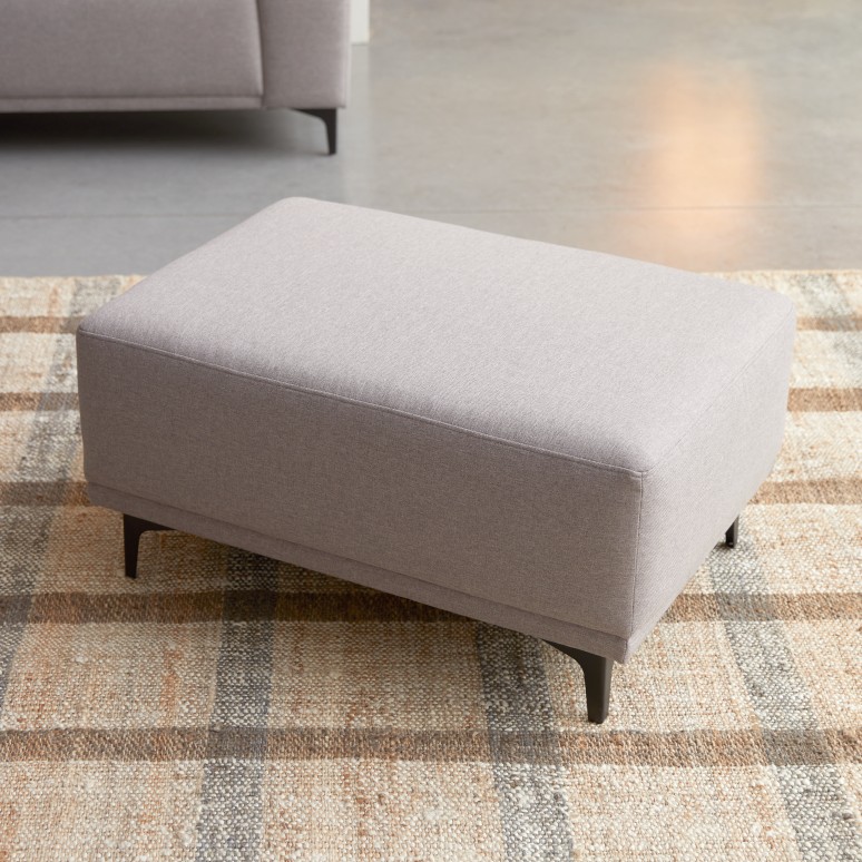 Lars - Fußhocker mit taupegrauem Stoffbezug