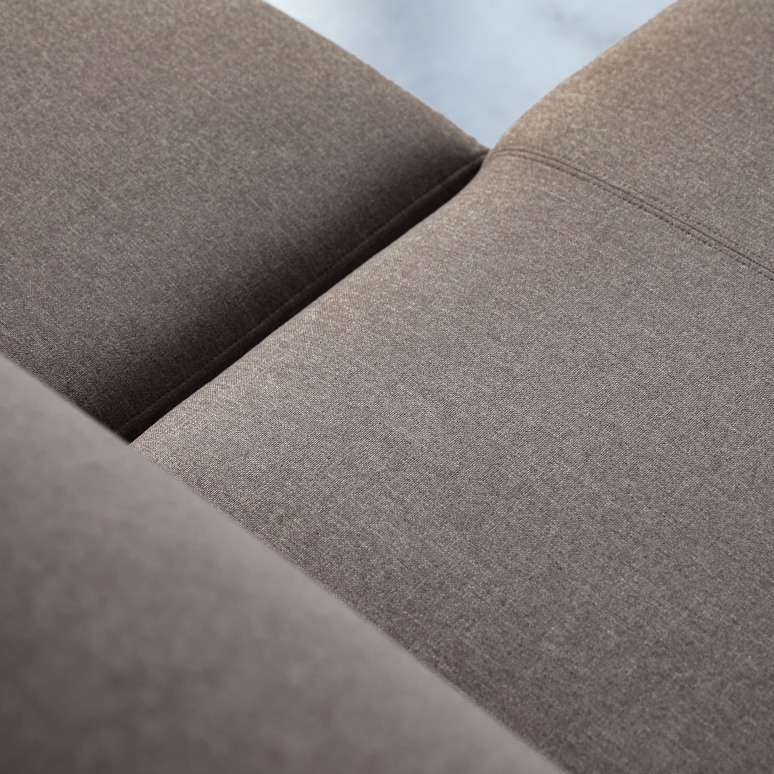 Finn - Canapé d'angle gauche en tissu gris taupe 270 x 180 cm, 4 places