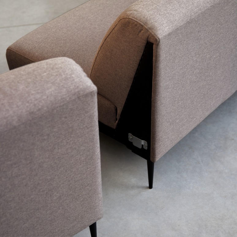 Finn - Canapé d'angle droit en tissu gris taupe 270 x 180 cm, 4 places