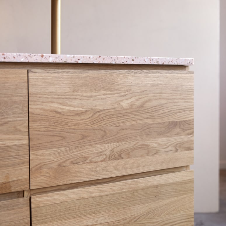 Nova - Mobile per il bagno in legno di quercia massello e battuto di terrazzo premium Pink 120 cm