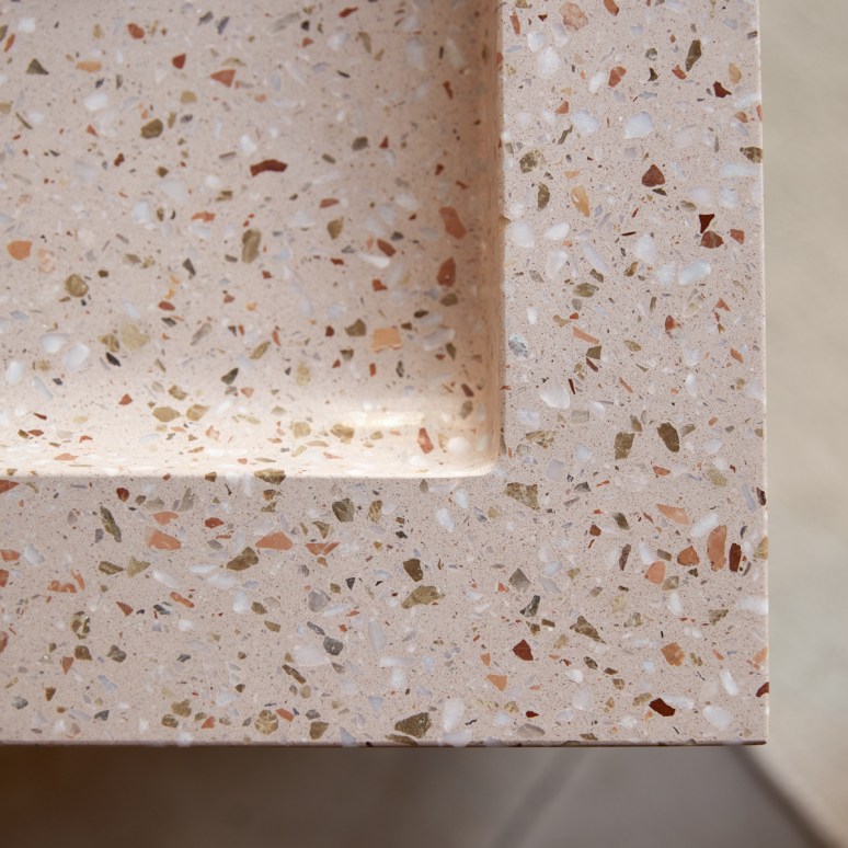 Nova - Meuble Salle de Bain en chêne massif et terrazzo premium Pink 120 cm