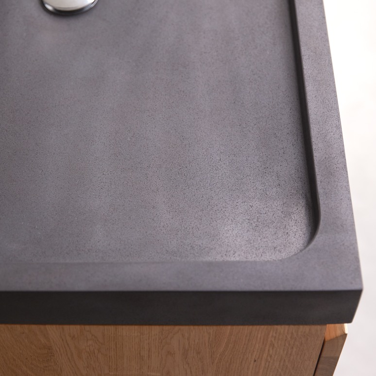 Nova - Mueble de baño de roble macizo y piedra de lava de 80 cm