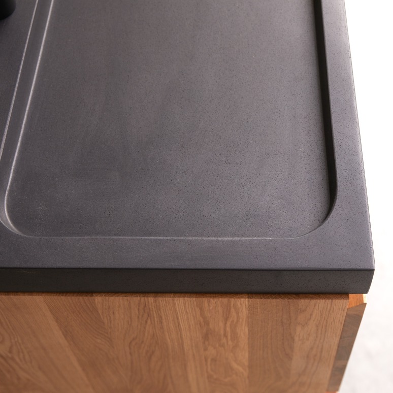 Nova - Badezimmermöbel aus massiver Eiche und Lavastein 120 cm