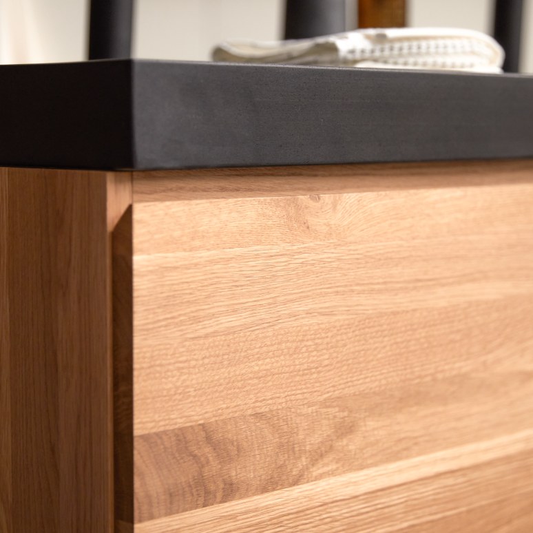 Nova - Solid oak and lava stone bathroom unit, 120 cm