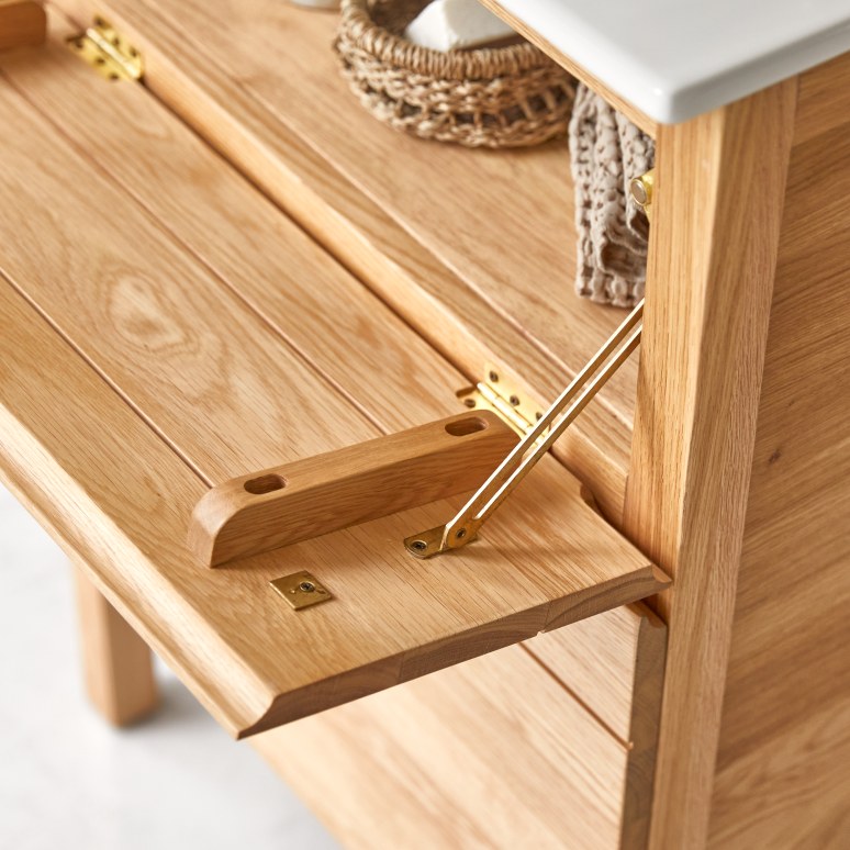 Easy - Mueble de baño de roble macizo y cerámica de 60 cm