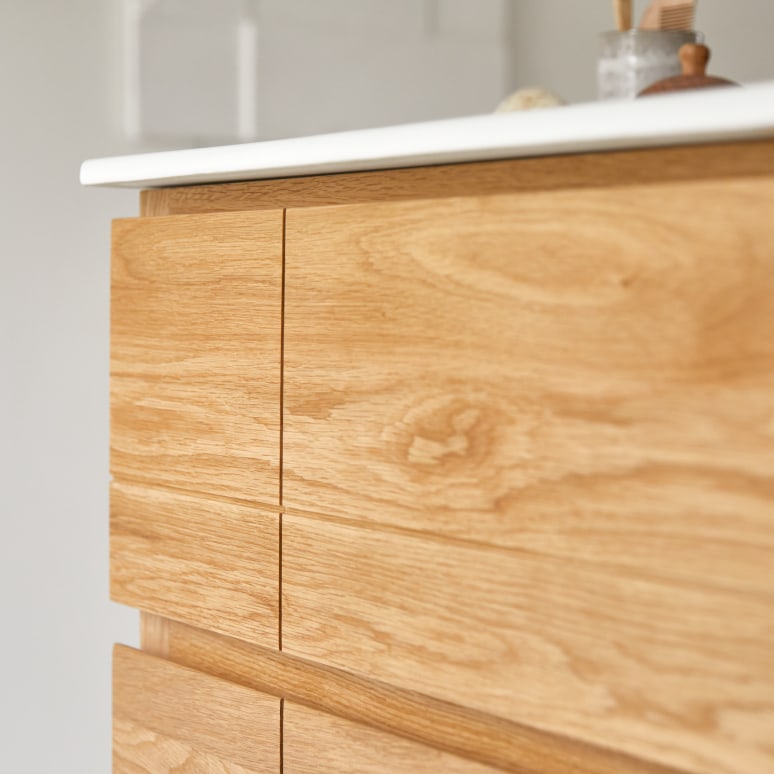 Easy - Waschtischkombination aus massiver Eiche und Keramik 60 cm