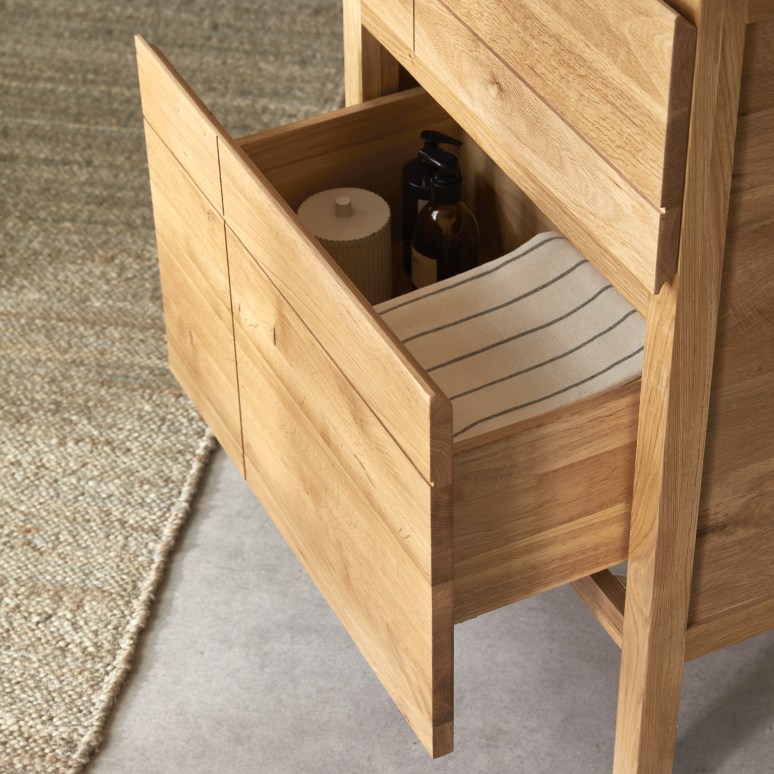 Easy - Meuble salle de bain en chêne massif et céramique 60 cm