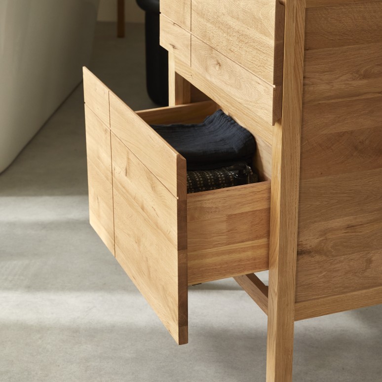 Easy - Badezimmermöbel aus massiver Eiche und Lavastein 60 cm