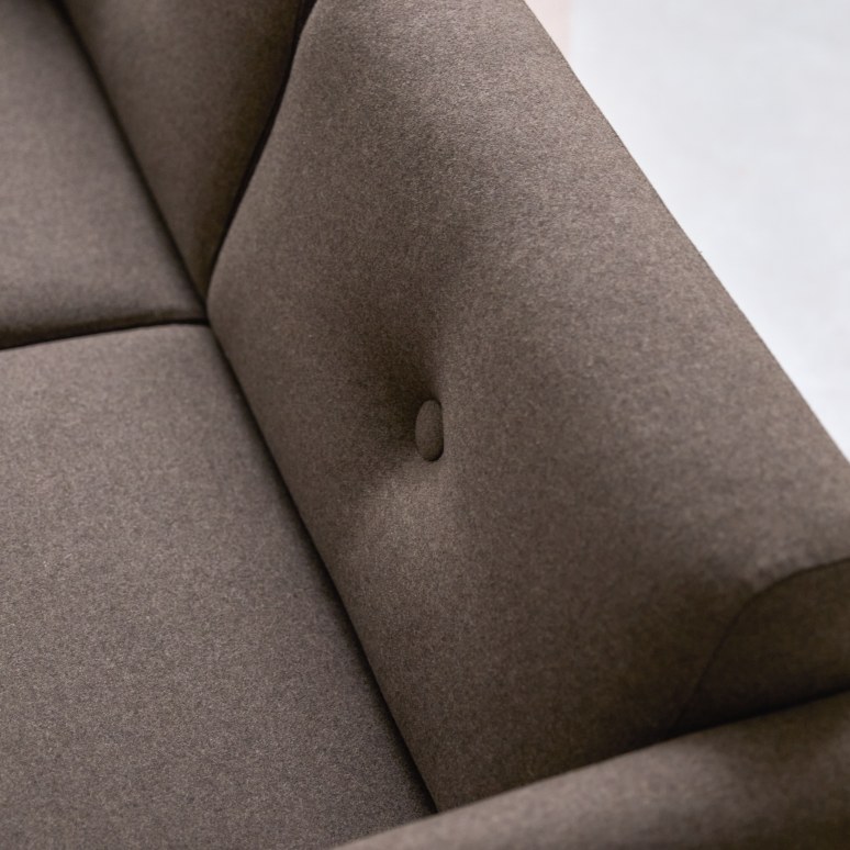 Bjorn - Canapé en chêne massif et tissu marron, 2 places