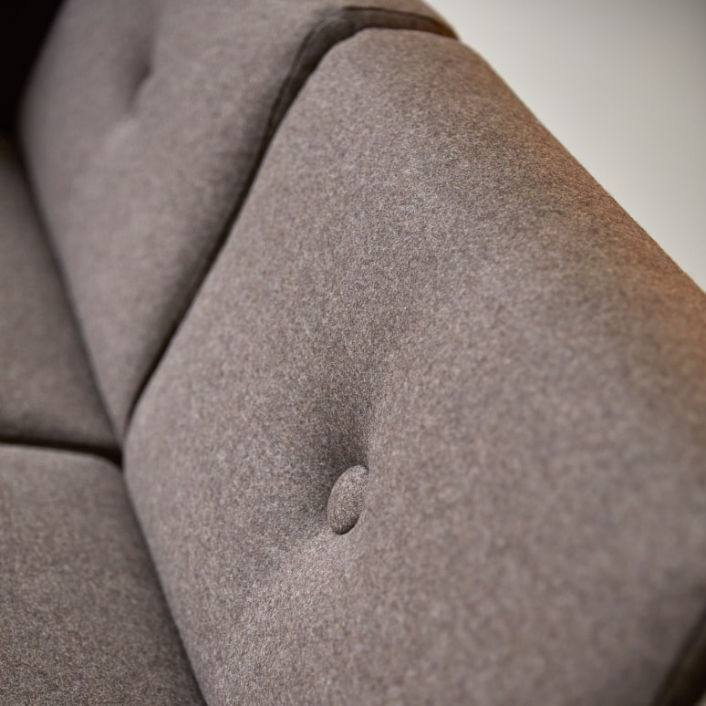 Bjorn - Solid oak and brown fabric 3-seater sofa