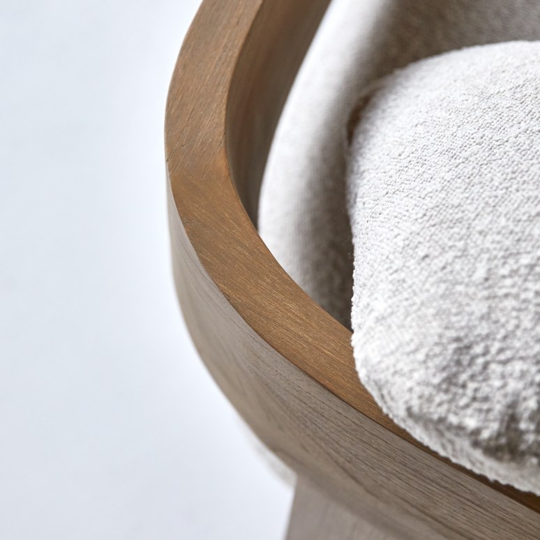 Boti - Fauteuil en mindi massif et tissu écru