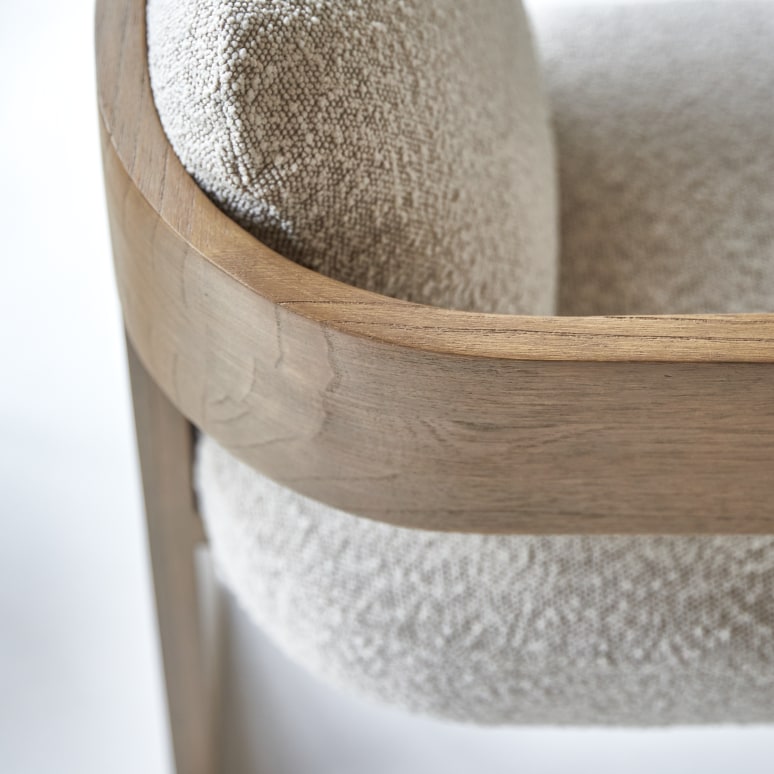 Boti - Stoel in massief mindihout en ecru stof