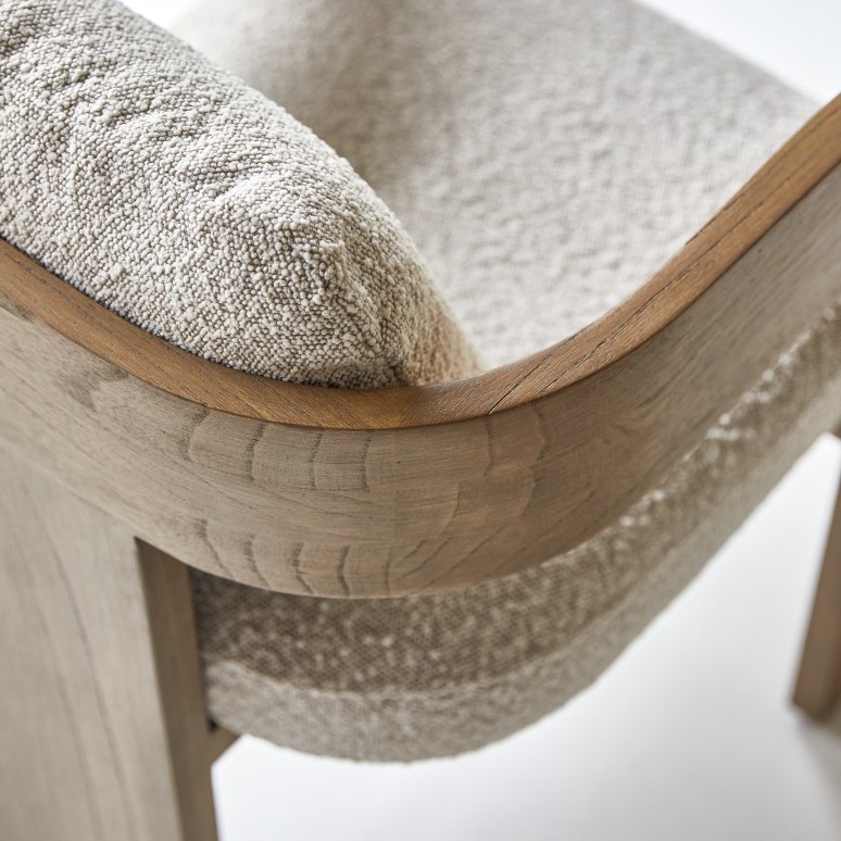 Boti - Chaise en mindi massif et tissu écru