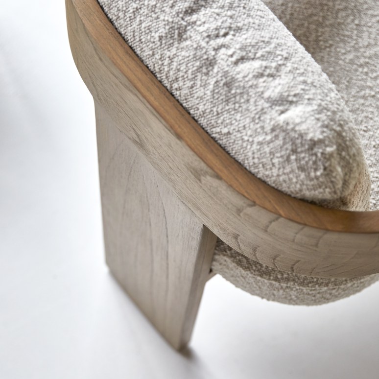 Boti - Chaise en mindi massif et tissu écru