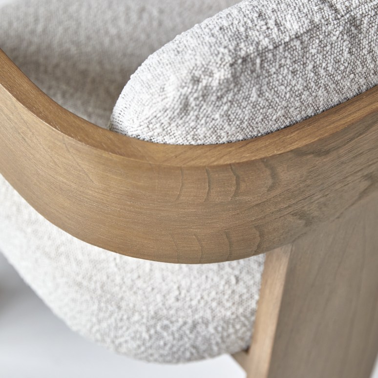 Boti - Chaise en mindi massif et tissu écru