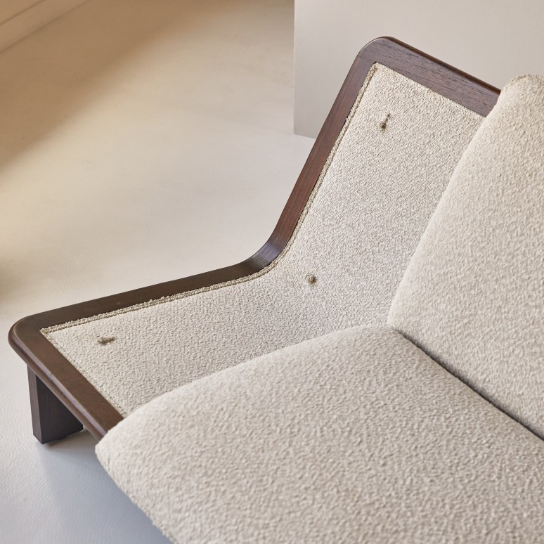 Folk - Fauteuil en mindi massif et tissu écru