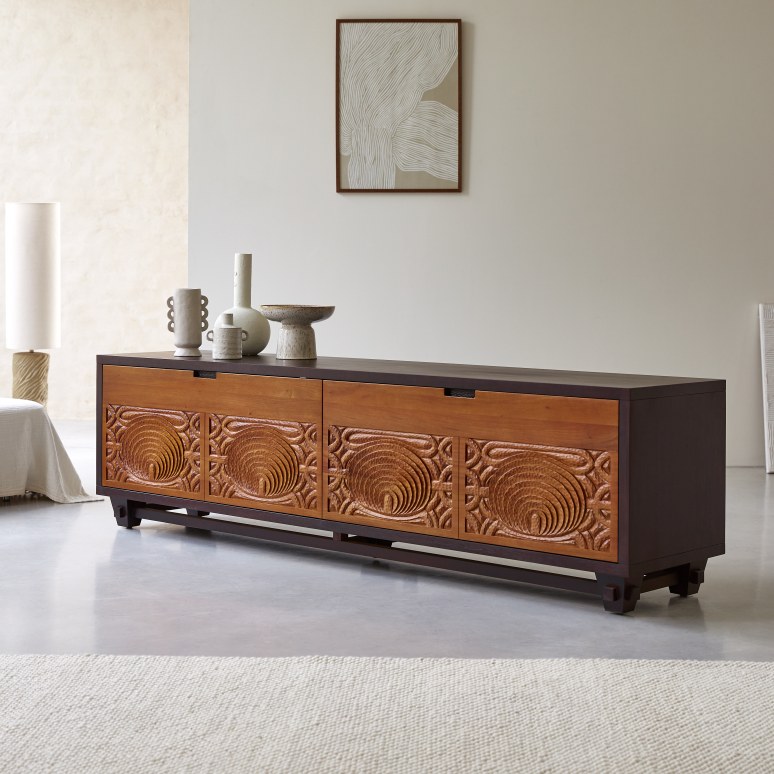 Frida - Mueble para TV de caoba maciza de 200 cm