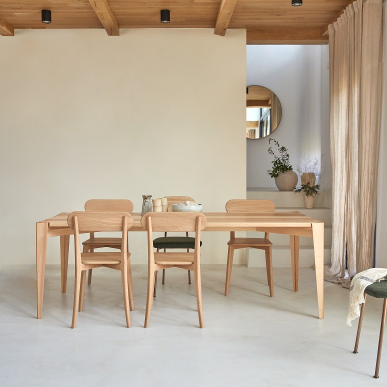 Paulin - Solid French olive ash dining table, seats 6-8.