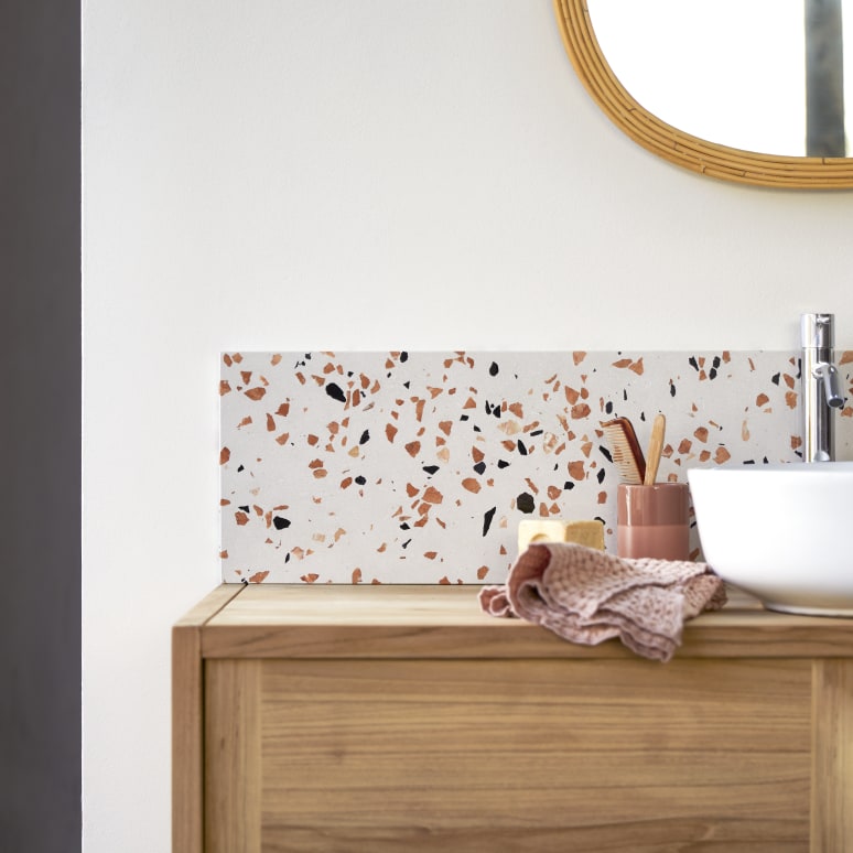 Ava - Backsplash in Brown Premium Terrazzo for 32" Vanity