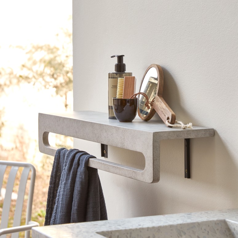 Clea - Wall-mounted grey concrete towel rail 