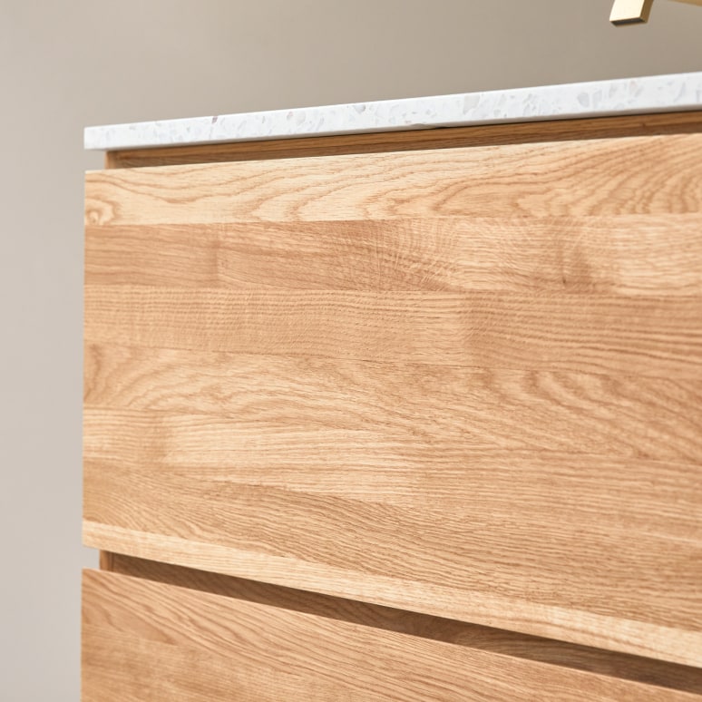 Nova - Badkamermeubel van massief eiken en moon premium terrazzo 80 cm