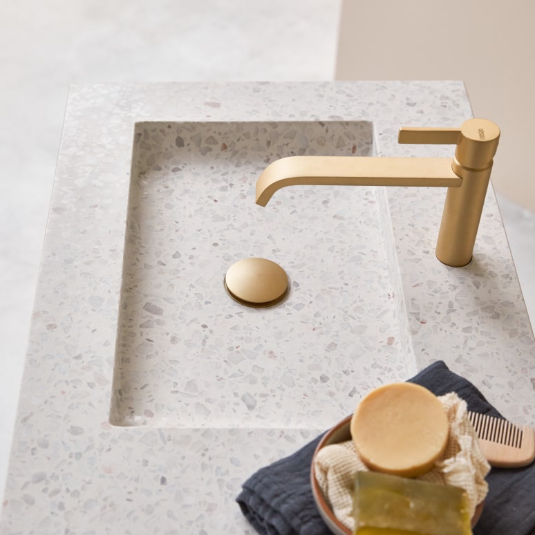 Nova - Moon solid oak and premium terrazzo vanity unit, 120 cm