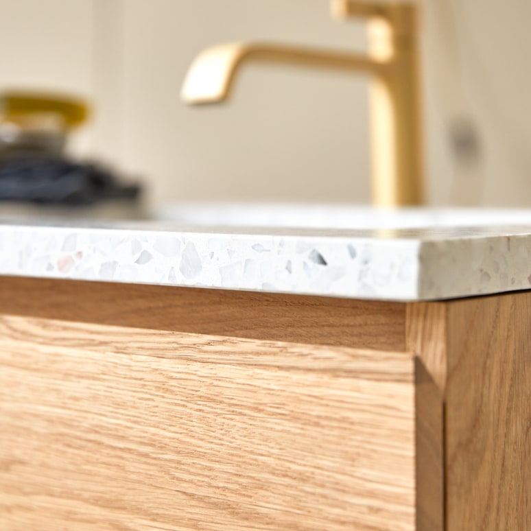 Nova - Moon solid oak and premium terrazzo vanity unit, 120 cm
