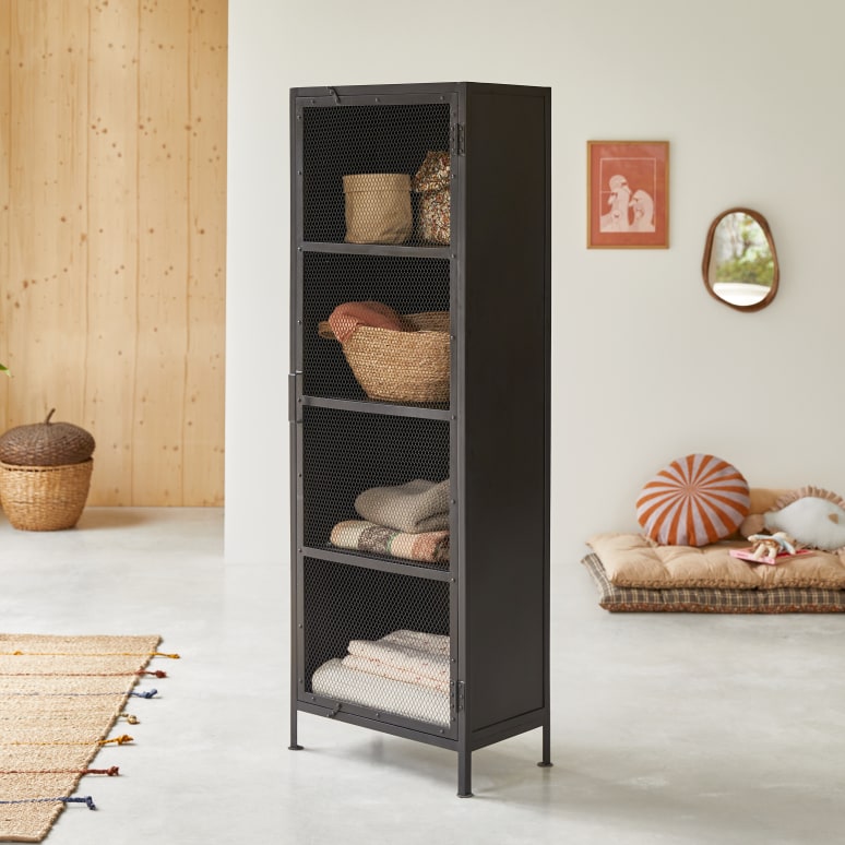Alma - Children’s metal cupboard with mesh-front doors