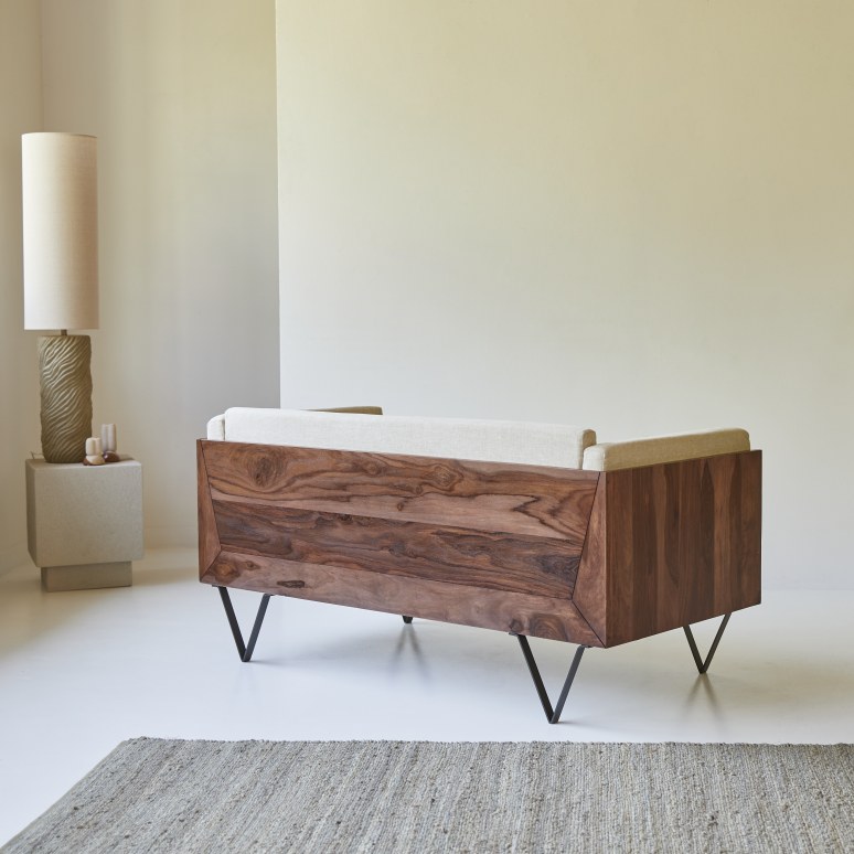 Metric - Sofa aus massivem Palisanderholz und Stoff, 2-Sitzer