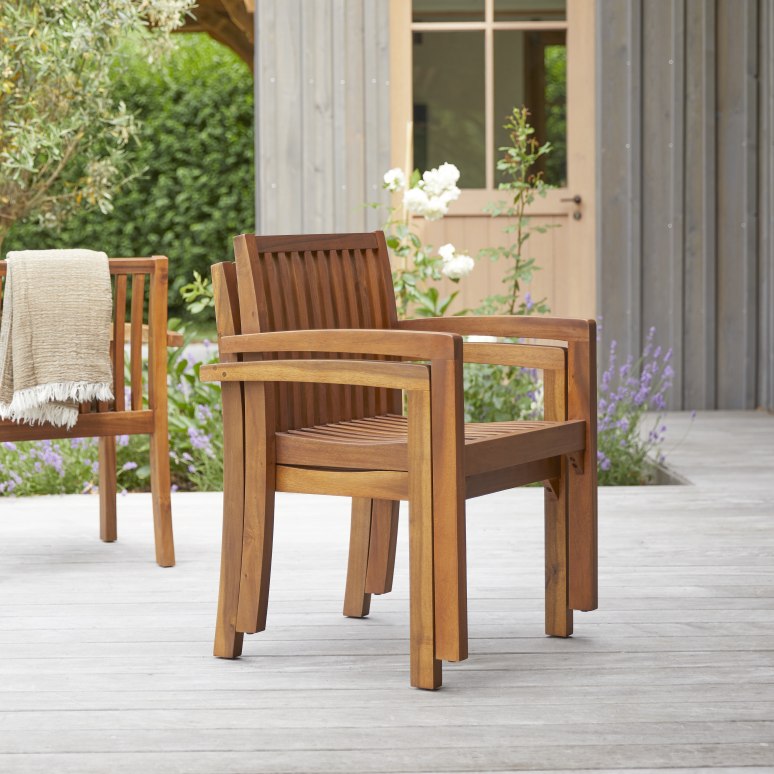 Pilar - Set van 2 leunstoelen in massief acacia